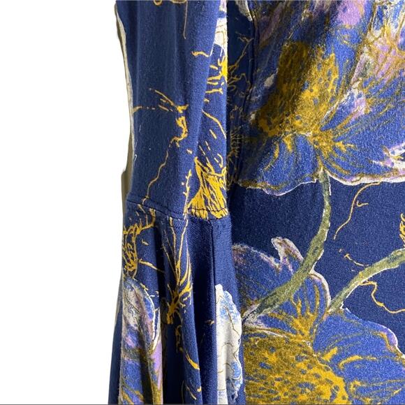 Free People Printed Birds Of Paradise Off The Shoulder Bell Sleeve Top Navy XS - Picture 7 of 12